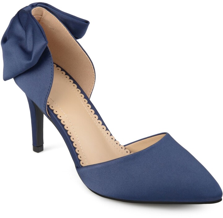navy blue satin pumps