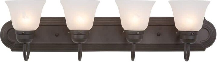Yosemite Home Decor 4-Light Dark Brown Frame Incandescent Bathroom Vanity with Alabaster Shades