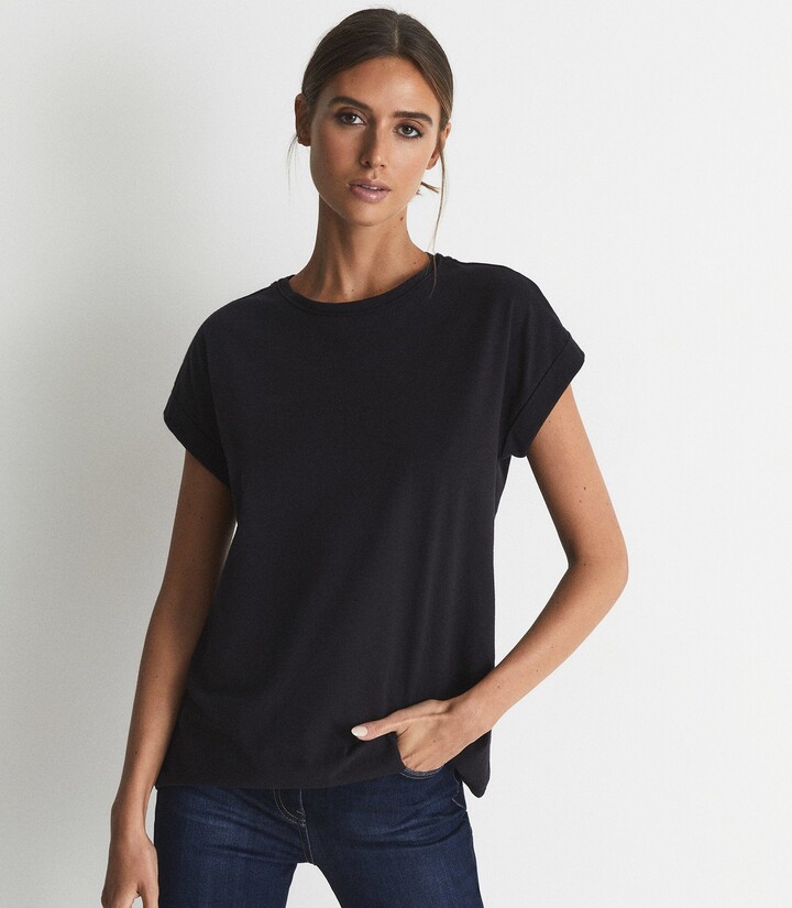 Reiss TEREZA COTTONJERSEY TSHIRT Navy ShopStyle