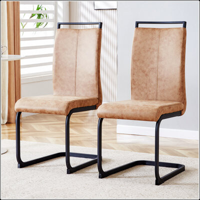 Latitude Run Elegant High-Back Dining Chairs With Tech Cloth C-Shaped Metal Legs For Modern Comfort And Style In Various Settings