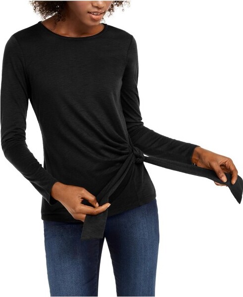 International Concepts I.N.CInternationalConceptsWomensSideTiePulloverBlouse,black,Small