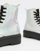 Thumbnail for your product : ASOS Design Attitude Chunky Lace Up Boots In Iridescent