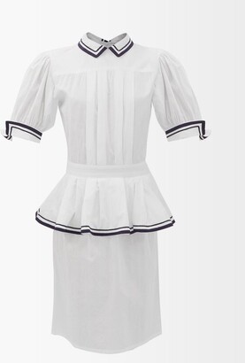 Batsheva Rilke Peplum-waist Cotton-poplin Dress