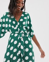 glamorous green polka dot dress