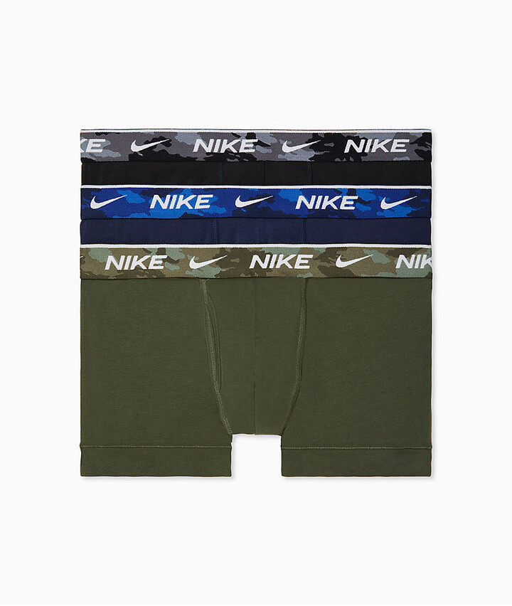 Nike 3 Pack Everyday Cotton Stretch camo waistband boxer briefs with fly in  khaki/blue/gray - ShopStyle