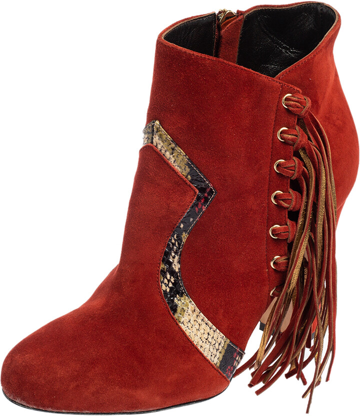 dark red suede boots