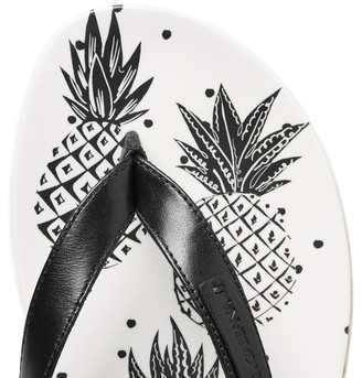 Dolce & Gabbana Pineapple-Printed Leather Flip Flops