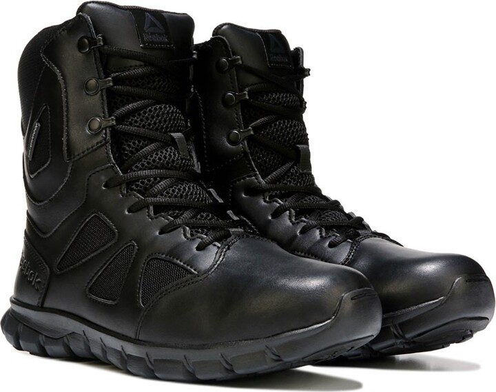 "reebok Duty Men's Sublite Cushion 8" Side Zip Tactical Boots (Black Leather) - Size 10.0 M
