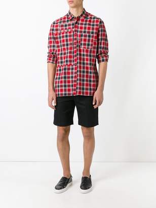 Lanvin topstitched patchwork checked shirt
