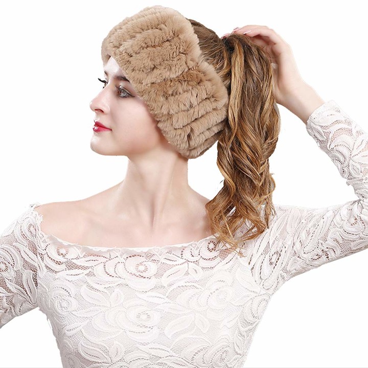 Winter Knit Neck Warmer Real Fur Headbands Women Scarf Muffler Yu He Rabbit Fur Headband