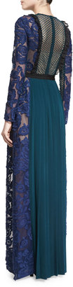 Self-Portrait Thea Lace-Paneled Long-Sleeve Maxi Dress
