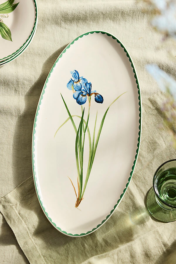 Spring Botanical Stoneware Serving Platter