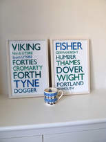 Thumbnail for your product : Flowers and Fleurons The Shipping Forecast Print A4 Set Of Four