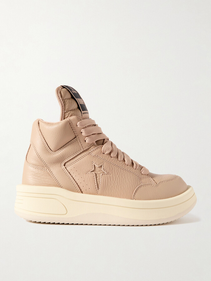 Rick Owens Converse Turbowpn Leather High-top Sneakers Beige
