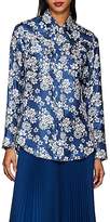 Thumbnail for your product : THE GIGI Women's Veta Floral Silk Western Blouse - Blue
