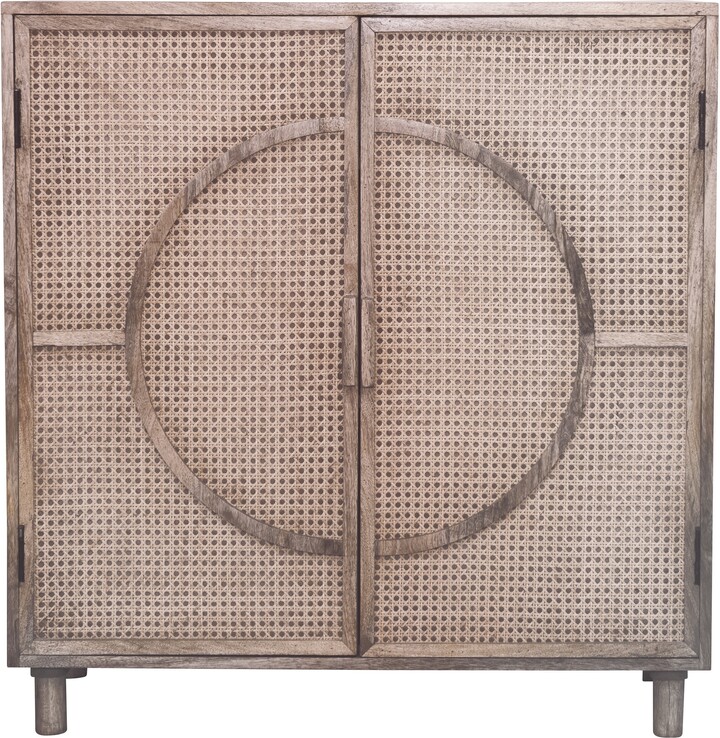 Storied Home Mango Wood and Cane with 2 Shelves and 2 Doors