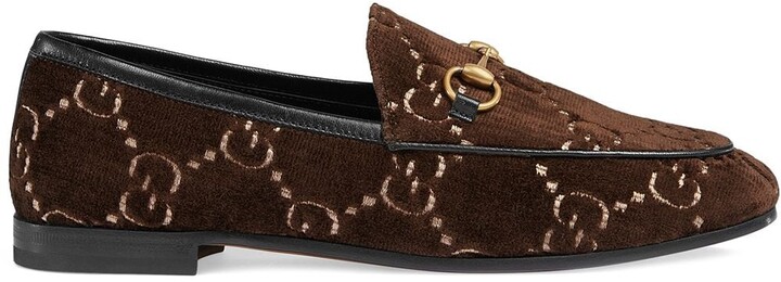 Gucci Brown Jordaan GG velvet loafers 