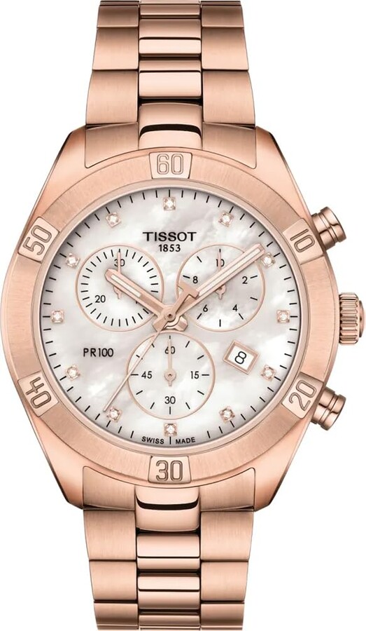 Tissot womens PR 100 Sport Chic Stainless Steel Casual Watch Rose Gold T1019173311600