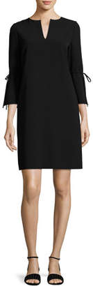 Lafayette 148 New York V-Neck Sleek Tech Cloth Dress, Black, Plus Size
