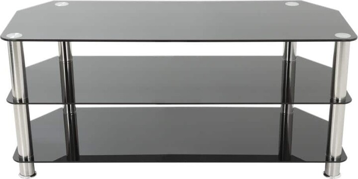 AVF 39 in. Black and Chrome Glass Corner TV Stand Fits TVs Up to 50 in. with Open Storage