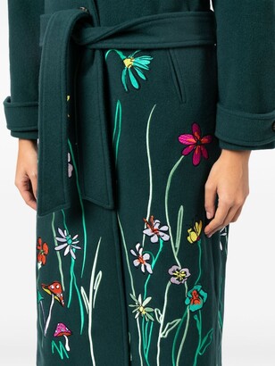 Mira Mikati Floral-Embroidery Virgin Wool Blend Coat