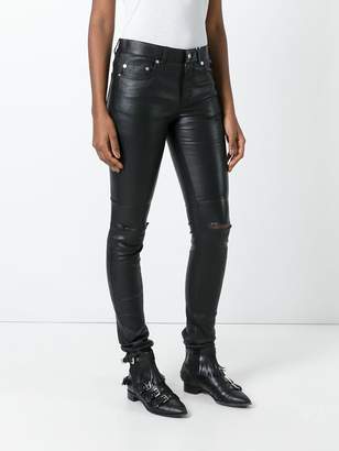Saint Laurent busted knee leather trousers