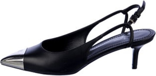 Louis Vuitton Leather Slingback Pumps Black Colorblock Pattern Pointed-Toes Straps Designer