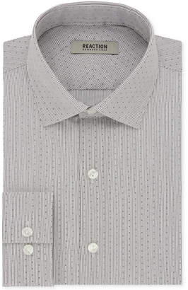Kenneth Cole Reaction Men's Dry-Tek Slim-Fit Flex Collar Wrinkle Free Stretch Ice Gray Dress Shirt