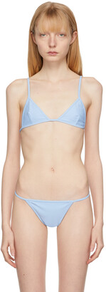 SSENSE Women Sport & Swimwear Swimwear Bikinis Triangle Bikinis SSENSE Exclusive Blue Asymmetric Bikini 