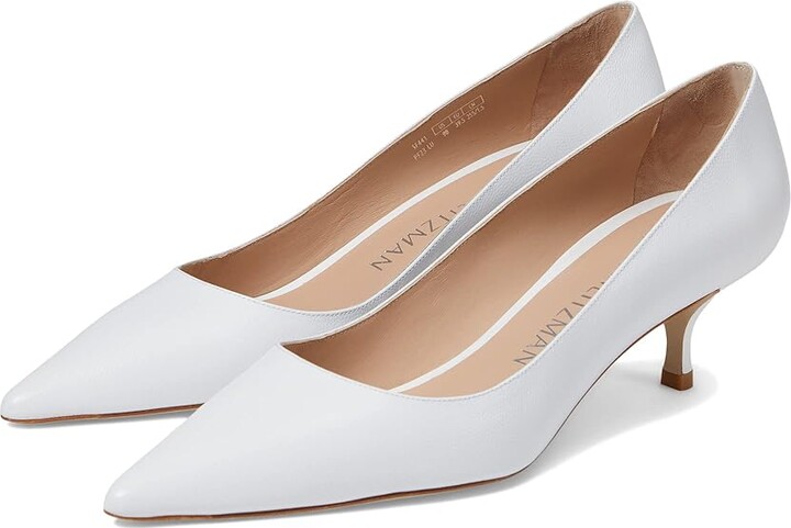 Stuart Weitzman Stuart Kitten Pump Women's Shoes White : 7 B, Leather