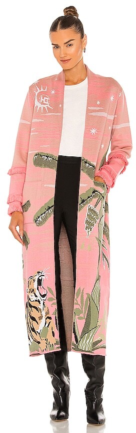 Wayf Vincent Tiger Intarsia Womens Zebra Print Pullover Mock Sweater