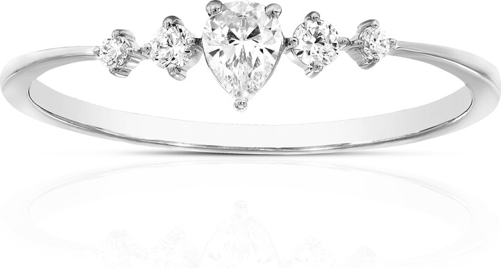 Vir Jewels 3/8 cttw Lab Grown Diamond 5 Stone Engagement Ring in 14K White Gold For Women
