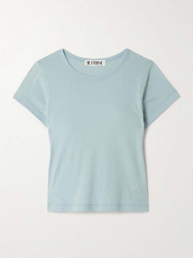 ÉTERNE - Baby Tee Cropped Cotton And Modal-blend Jersey T-shirt - Blue
