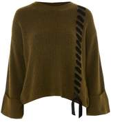 Thumbnail for your product : Topshop Velvet Ribbon Cuffed Sweater