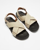 Thumbnail for your product : AERE Women's Neutrals Strappy sandals - Linen Crossover Footbed Sandals