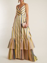 Thumbnail for your product : Carolina Herrera V-neck Striped Gown - Multi