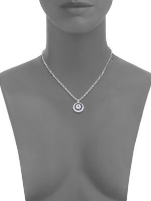 Judith Ripka Lucky Blue, White & Black Sapphire Evil Eye Large Pendant Necklace