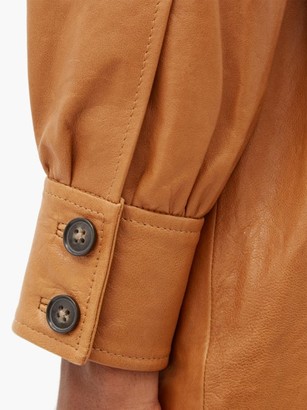 Frame Belted Leather Jacket - Camel