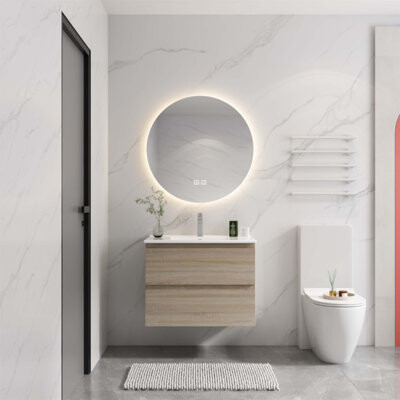 Wrought Studio Wall-Mounted Bathroom Vanity With Ceramic Sink And Soft-Close Drawers, Eco-Friendly And Space-Saving Design