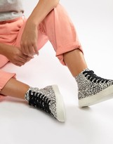 Thumbnail for your product : ASOS DESIGN District high top trainers in leopard print