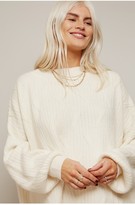 Thumbnail for your product : Little Mistress Admire Cream Geo Ribbed Oversized Jumper Co-ord