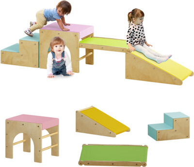 wanan Pikler Triangle Set 4 In 1, Foam Padded Toddler Climbing Toys Indoor Withramp & Arch & Mat & Staircases, Soft Playclimbing For Toddlers