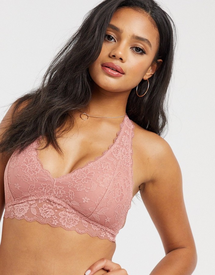 Pink Lace Halter Bralette from ASOS