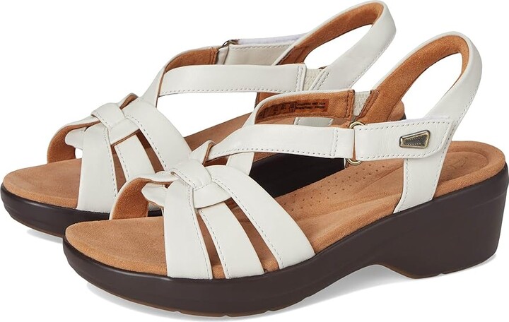 Clarks Tuleah Cross Women's Sandals Cream Leather : 9.5 B - Medium