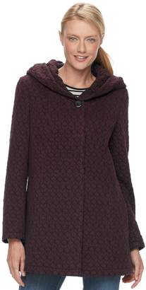 Gallery Women's Hooded Textured Fleece Jacket