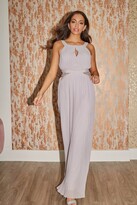 Thumbnail for your product : Little Mistress Bridesmaid Kellie Grey Lace Insert Pleated Maxi Dress