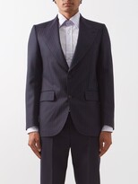 Thumbnail for your product : Husbands Peak-lapel Pinstriped Wool-blend Suit Jacket - Navy Multi
