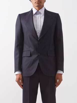 Husbands Peak-lapel Pinstriped Wool-blend Suit Jacket - Navy Multi