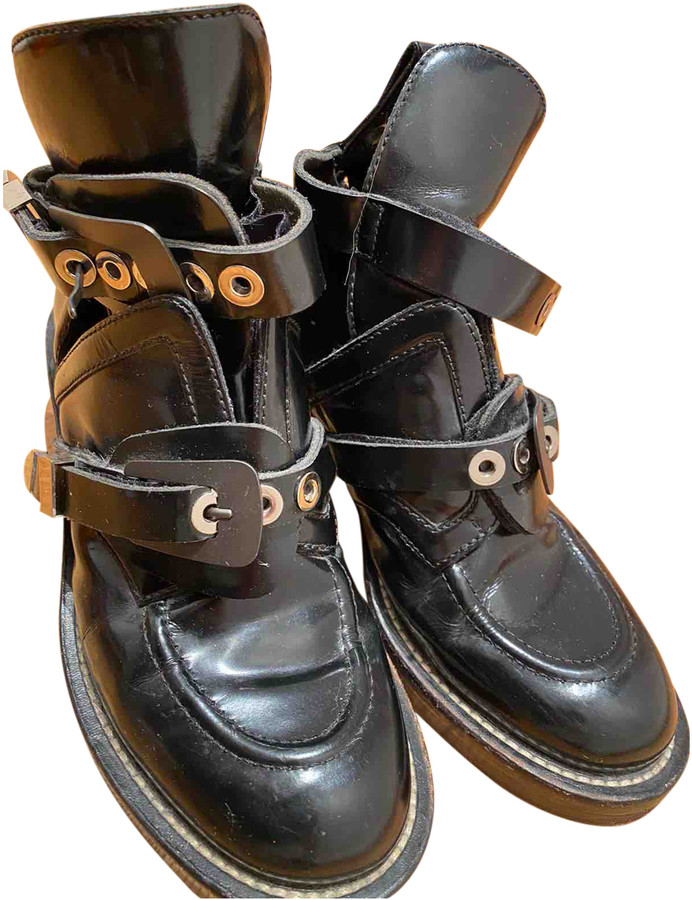 Balenciaga Ceinture Black Leather Ankle boots - ShopStyle