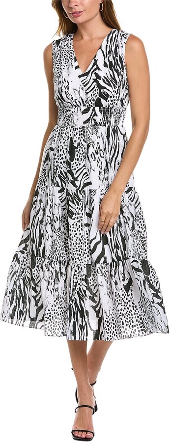 Louis Féraud Black and White Zebra Print Dynasty Dress - BOUTIQUE